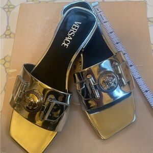 Versace Women's Metallic Silver Sandals